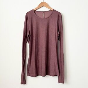 Beyond Yoga Women’s Featherweight Long Sleeve Tee Crew Pullover Fitted XL Mauve